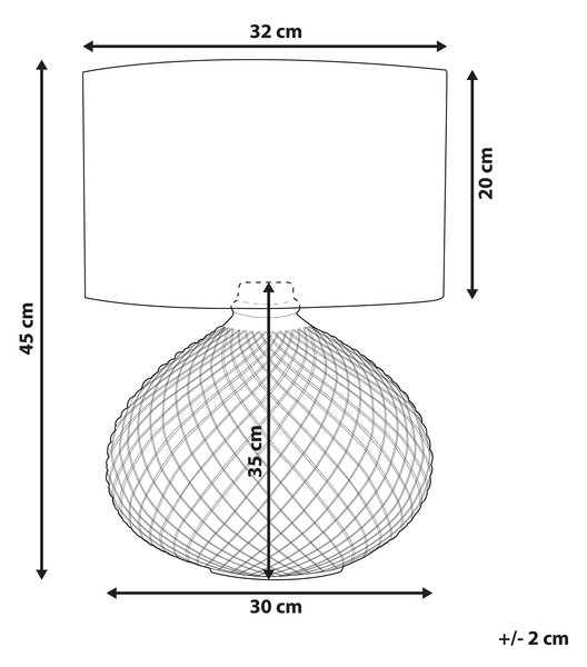 Stolná lampa strieborná sklenený podstavec 55 cm biele látkové tienidlo glamour štýl obývacia izba spálňa