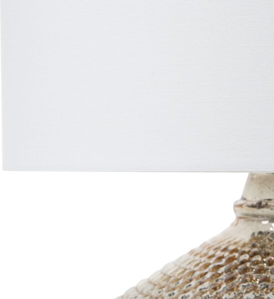 Stolná lampa zlatá sklenený podstavec 55 cm biele látkové tienidlo glamour štýl obývacia izba spálňa