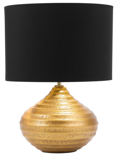 Stolná lampa zlatý keramický podstavec 42 cm látkové tienidlo moderný dizajn