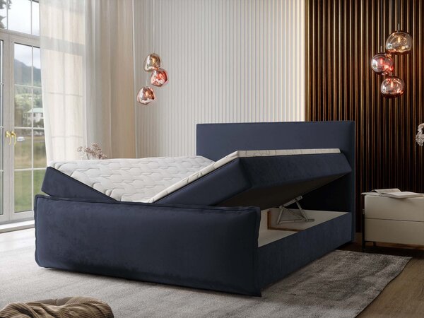 Manželská boxspring posteľ s úložným priestorom Monta 140x200 - kráľovská modrá