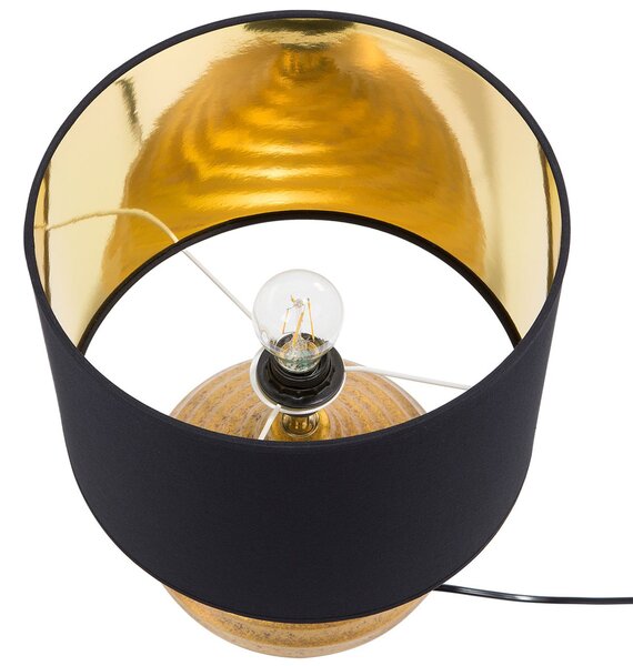 Stolná lampa zlatý keramický podstavec 42 cm látkové tienidlo moderný dizajn