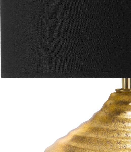 Stolná lampa zlatý keramický podstavec 42 cm látkové tienidlo moderný dizajn