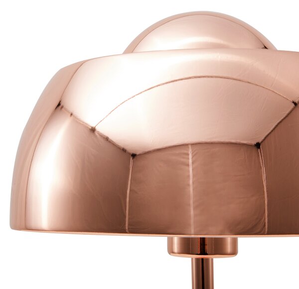 Stolná lampa medená kov lesklá povrchová úprava 44 cm okrúhle kupolovité tienidlo nočný stolík osvetlenie moderný štýl obývačka spálňa