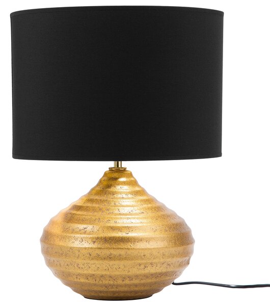 Stolná lampa zlatý keramický podstavec 42 cm látkové tienidlo moderný dizajn