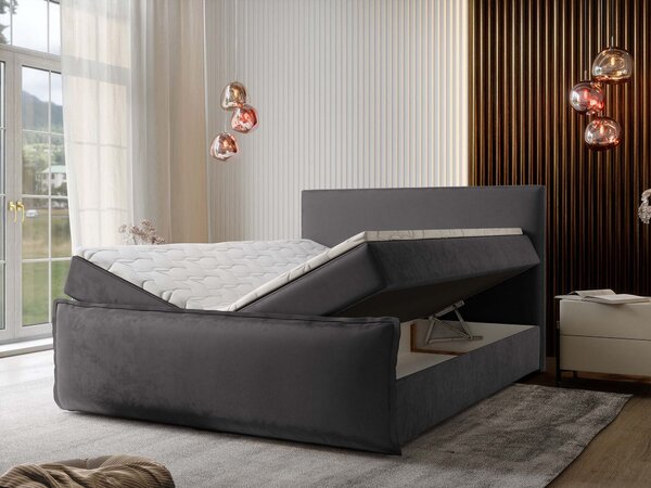 Manželská boxspring posteľ s úložným priestorom Monta 160x200 - sivá