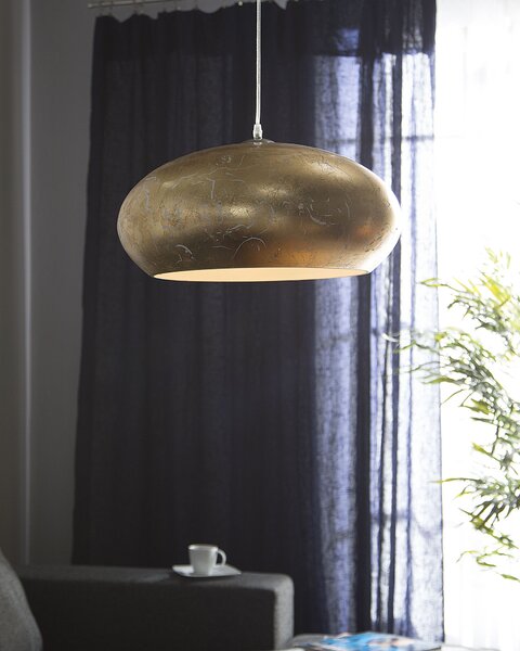 Závesná lampa zlatá kov PVC 160 cm tienidlo s popraskaným efektom moderný glamour štýl osvetlenie obývačka jedáleň