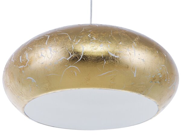 Závesná lampa zlatá kov PVC 160 cm tienidlo s popraskaným efektom moderný glamour štýl osvetlenie obývačka jedáleň