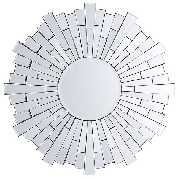 Nástenné zrkadlo strieborné MDF sklo ø 70 cm okrúhly tvar geometrický vzor moderný glamour štýl doplnky dekorácie