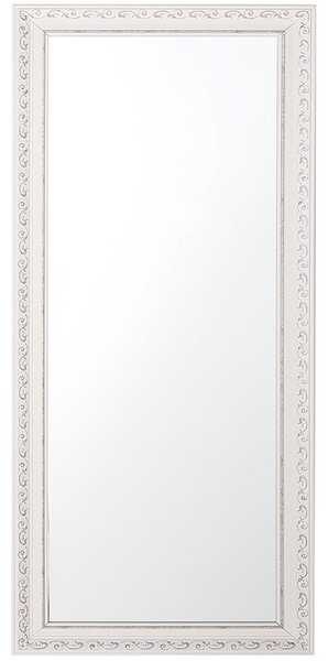 Nástenné zrkadlo krémová biela strieborná syntetický materiál sklo 130 x 50 cm obdĺžnikový tvar moderný vintage štýl obývačka spálňa