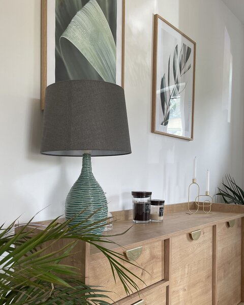 Stolná lampa zelená keramická 57 cm látková tieniaca váza v tvare kábla s vypínačom Moderný minimalistický štýl