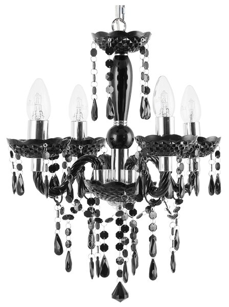 Luster čierny s kryštálmi 155 cm so 4 žiarovkami moderný glamour štýl obývačka jedáleň