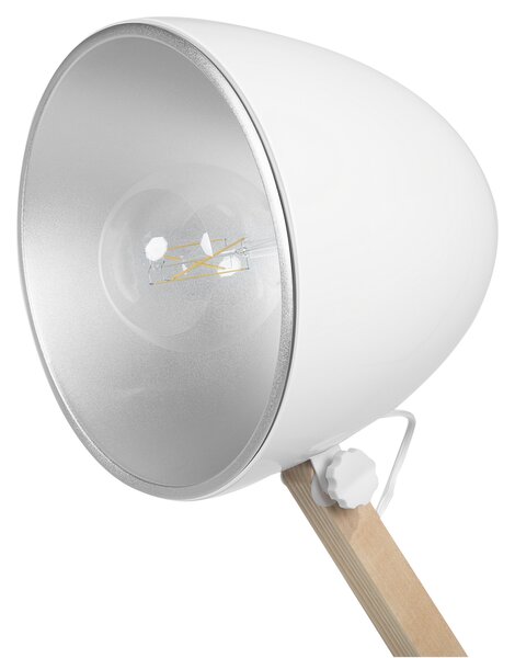 Stojacia lampa biela farba kovová 175 cm nastaviteľné rameno industriálny dizajn