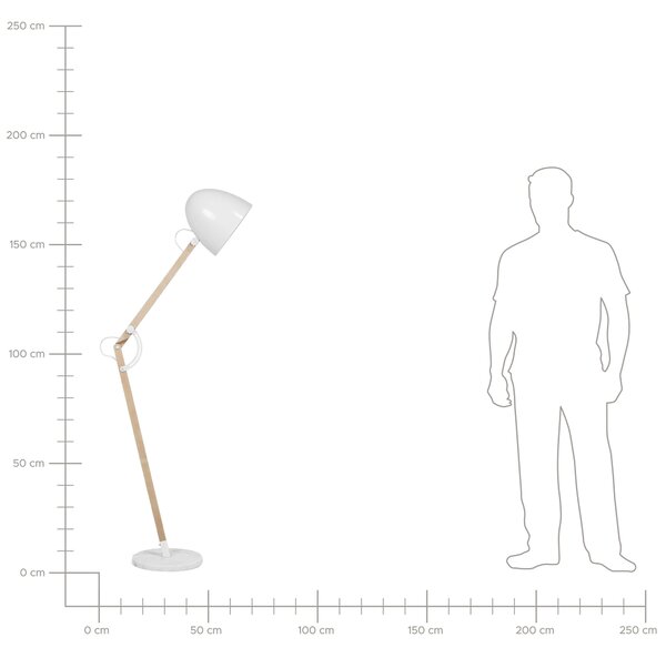 Stojacia lampa biela farba kovová 175 cm nastaviteľné rameno industriálny dizajn