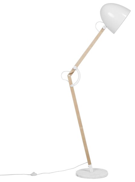 Stojacia lampa biela farba kovová 175 cm nastaviteľné rameno industriálny dizajn