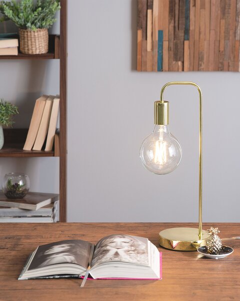 Stolná lampa zlatá kov 48 cm bez tienidla lesklá povrchová úprava moderný industriálny štýl obývačka spálňa kancelária