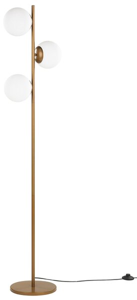 Stojaca lampa zlatá oceľ sklo práškové lakovanie 153 cm 3 svetlá sklenené tienidlá moderný retro štýl obývačka