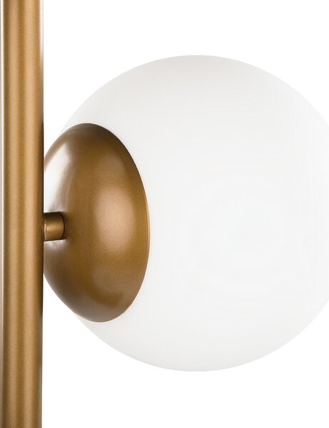 Stojaca lampa zlatá oceľ sklo práškové lakovanie 153 cm 3 svetlá sklenené tienidlá moderný retro štýl obývačka