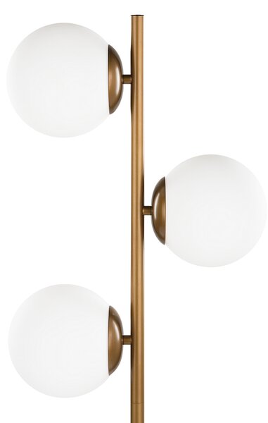 Stojaca lampa zlatá oceľ sklo práškové lakovanie 153 cm 3 svetlá sklenené tienidlá moderný retro štýl obývačka