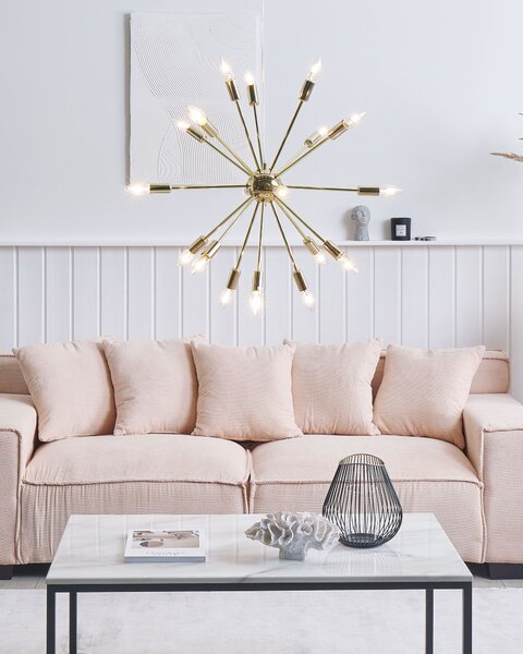 Závesná lampa zlatá kovová s 18 svetlami na strop moderný glamour štýl obývacia izba