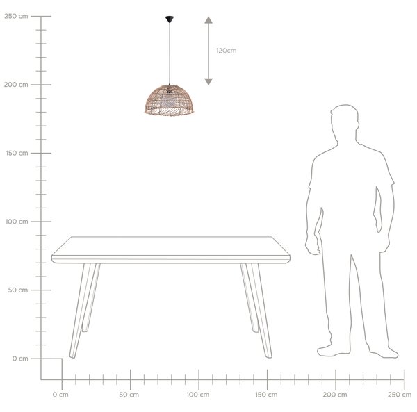 Závesná lampa prírodná béžová ratan syntetický materiál tvar zvona na strop boho štýl obývačka jedáleň