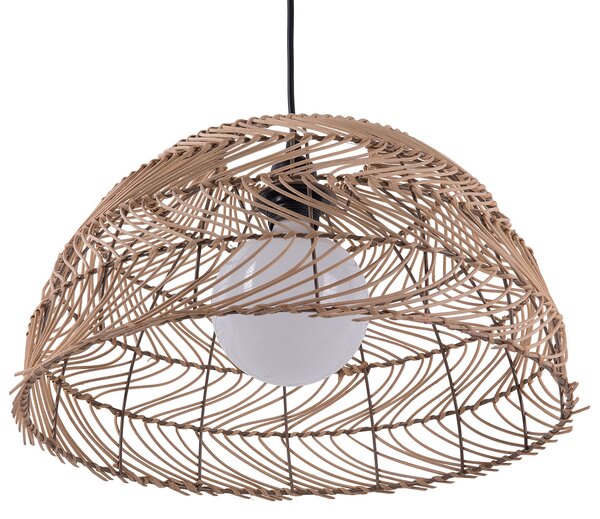 Závesná lampa prírodná béžová ratan syntetický materiál tvar zvona na strop boho štýl obývačka jedáleň