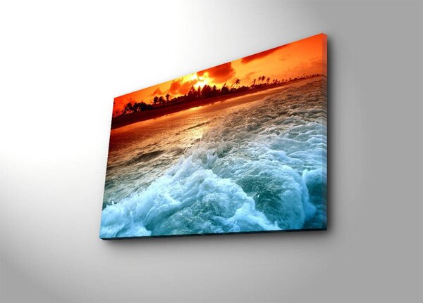 Wallity Obraz s LED osvetlením ZÁPAD SLNKA V MORI 45 45 x 70 cm