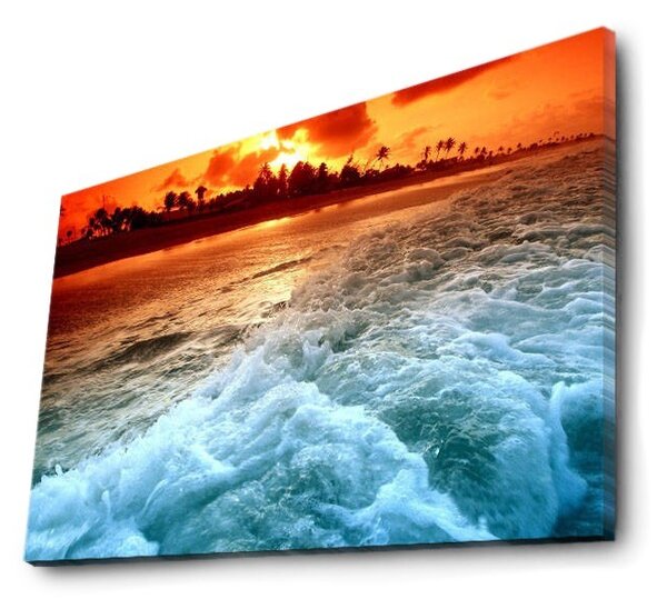 Wallity Obraz s LED osvetlením ZÁPAD SLNKA V MORI 45 45 x 70 cm