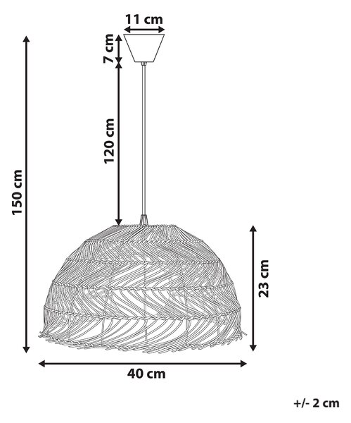 Závesná lampa prírodná béžová ratan syntetický materiál tvar zvona na strop boho štýl obývačka jedáleň