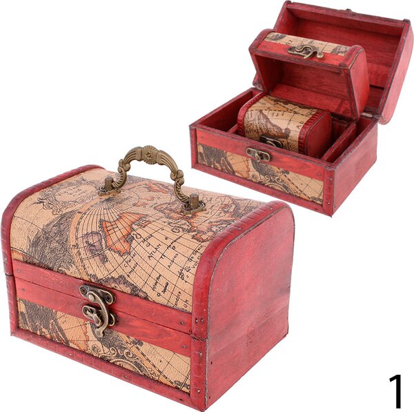 Drevená šperkovnica veľká (Sada 3ks drevených truhiel)