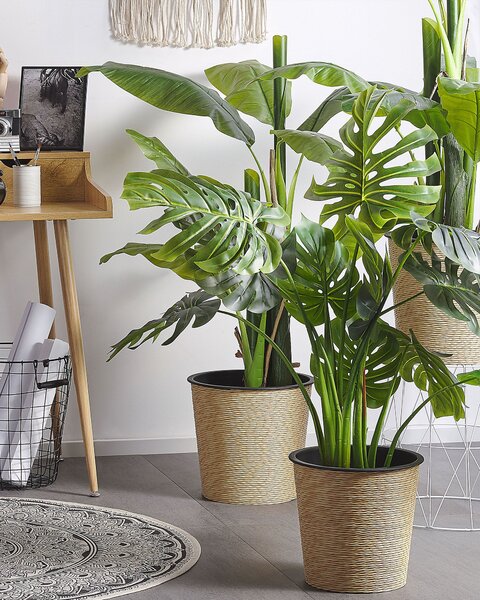 Umelá monstera zelená a čierna syntetický materiál 154 cm dekoratívne príslušenstvo