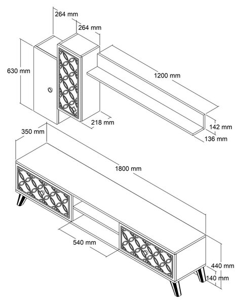 Hanah Home Obývacia stena Trieda S 180 cm hnedá/modrá