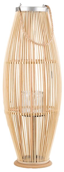 Lampáš prírodný z bambusového dreva výška 84 cm s držiakom na sviečku do interiéru a exteriéru škandinávsky boho štýl