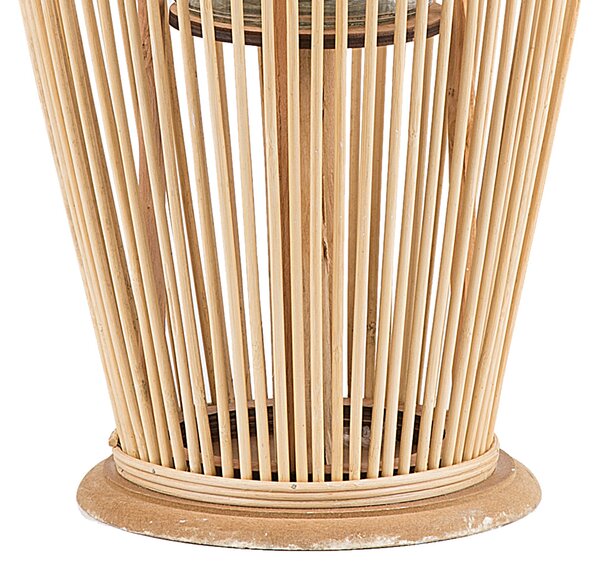 Lampáš prírodný z bambusového dreva výška 84 cm s držiakom na sviečku do interiéru a exteriéru škandinávsky boho štýl