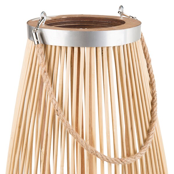 Lampáš prírodný z bambusového dreva výška 84 cm s držiakom na sviečku do interiéru a exteriéru škandinávsky boho štýl