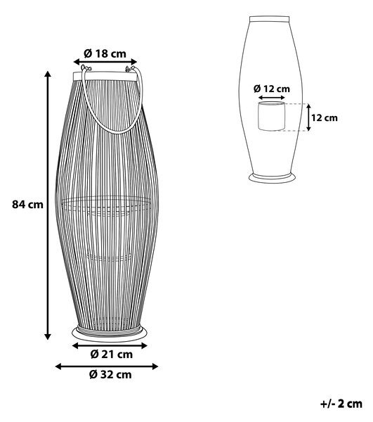 Lampáš prírodný z bambusového dreva výška 84 cm s držiakom na sviečku do interiéru a exteriéru škandinávsky boho štýl