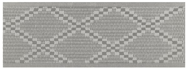Vonkajší koberec sivý 60 x 105 cm žakárový tkaný balkón terasa interiér obývacia izba