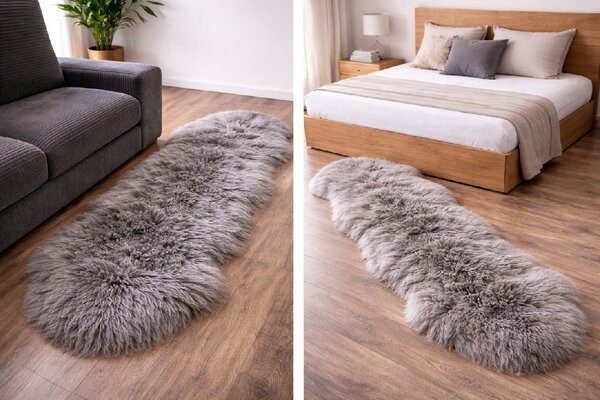 Ovčia kožušina double sivá 180x65 cm