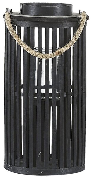 Lampáš čierny vŕbové drevo 40 cm s držiakom na sviečku prírodný boho štýl dekorácie