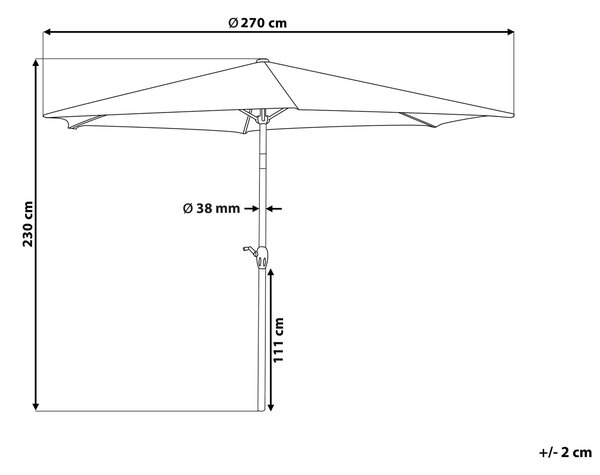 Záhradný slnečník tmavosivý 270 cm hliníkový odolný voči poveternostným vplyvom