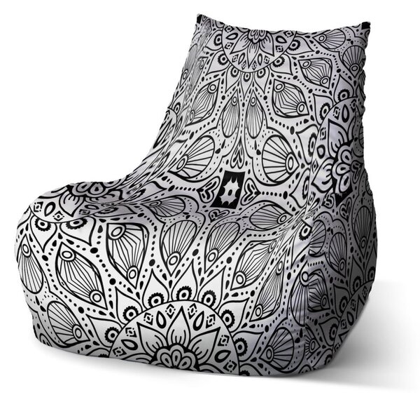 Sedací vak Bean biele mehendi, čierna / biela