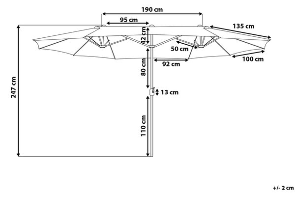Záhradný slnečník svetlobéžový látkový polyester hliník 247 cm odolný voči poveternostným vplyvom moderný štýl záhrada exteriér