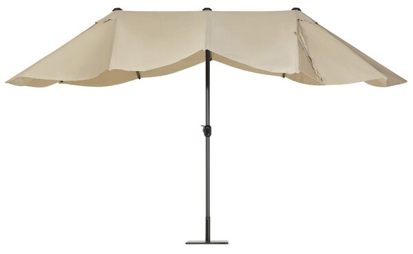 Záhradný slnečník sivobéžový látkový polyester hliník 247 cm odolný voči poveternostným vplyvom moderný štýl záhrada exteriér