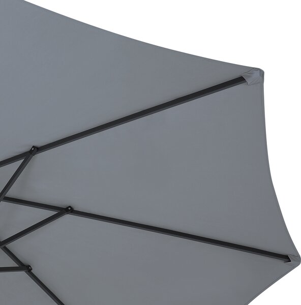 Záhradný slnečník tmavosivý látkový polyester hliník 247 cm odolný voči poveternostným vplyvom moderný štýl záhrada exteriér