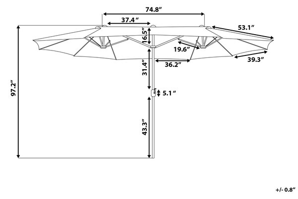 Záhradný slnečník sivobéžový látkový polyester hliník 247 cm odolný voči poveternostným vplyvom moderný štýl záhrada exteriér