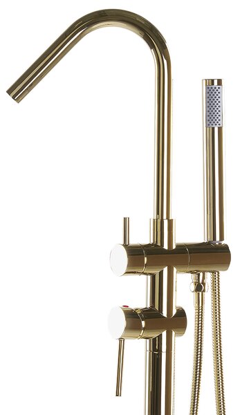 Kúpeľňová vaňová batéria 118 cm zlatá voľne stojaca s ručnou sprchou moderná