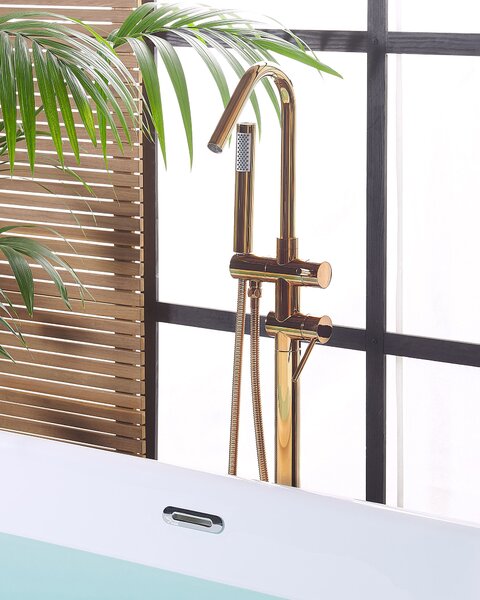 Kúpeľňová vaňová batéria 118 cm medená voľne stojaca s ručnou sprchou moderná