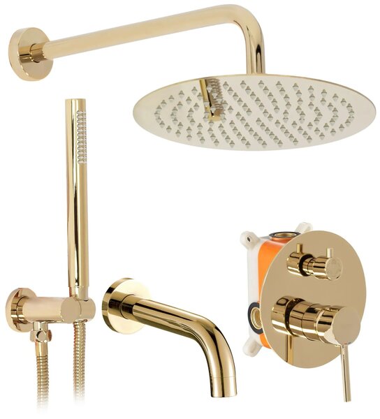 Rea Lungo, podomietká vaňová súprava so sprchou + box P6300 - komplet sada, zlatá, REA-P4125