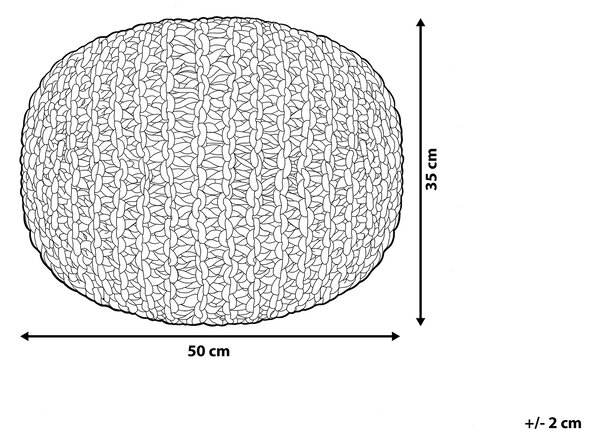Puf taburetka béžová okrúhla bavlnená 50 x 35 cm pletená podnožka výplň z polystyrénového granulátu