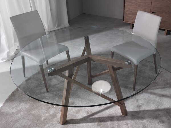 ZEUS dizajnový okrúhly jedálenský stôl s masívnou podnožou
