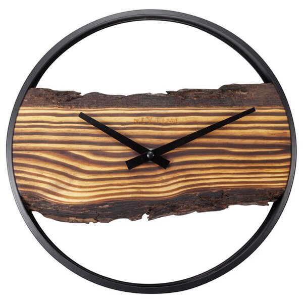 Nástenné hodiny FOREST drevo/kov, priemer 30 cm